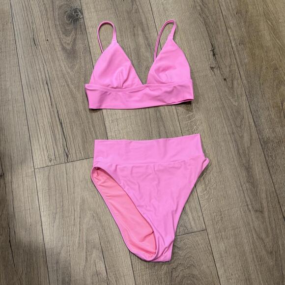 aerie Other - Aerie Pink High Cut Cheeky Bikini Set Size Small